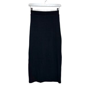 Zara Black Ribbed Stretchy Pull On Maxi Tube Skirt Size Small